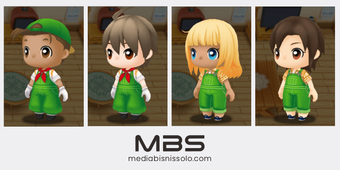 baju overall hijau story of seasons friends of mineral town